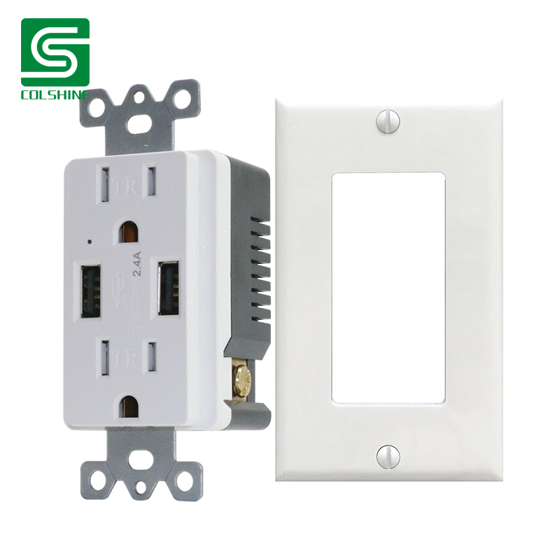 2.4 AMP Dual High Speed Wall Mount Charger USB Outlet
